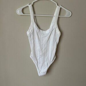NWT Urban Outfitters Out From Under White Ribbed Sleeveless Bodysuit Size XS